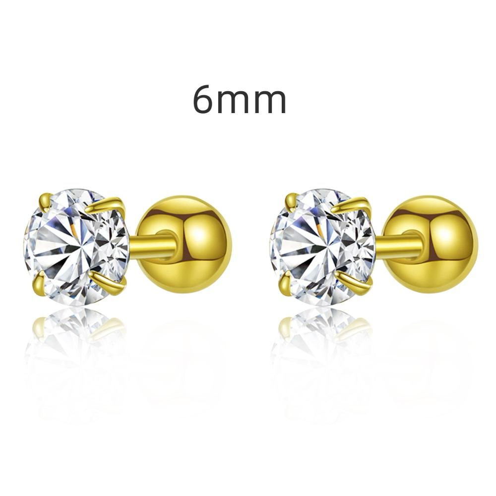 Simple Round Barbell Stud Earrings 925 Sterling Silver 18K Gold Plated