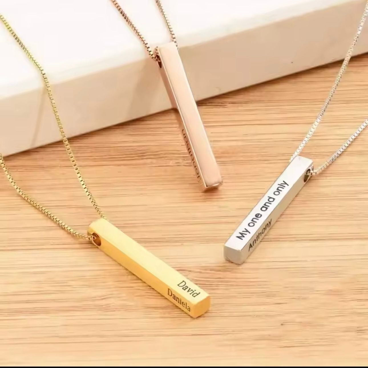 Engraved Bar Necklace (Upto 4 sides)