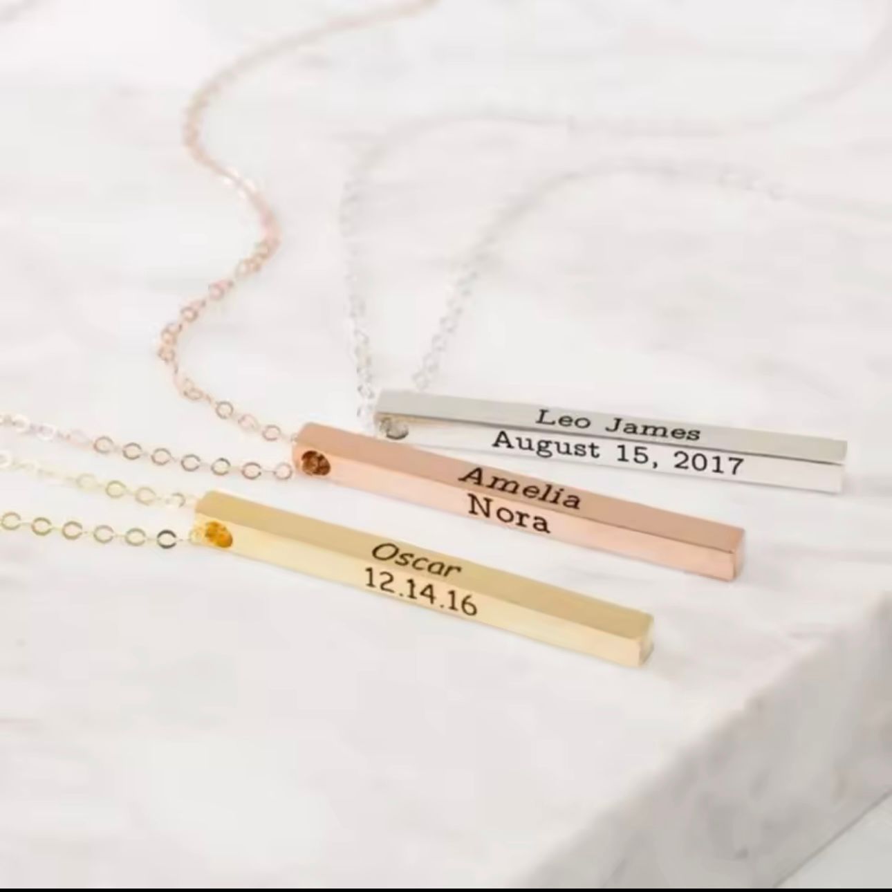 Engraved Bar Necklace (Upto 4 sides)