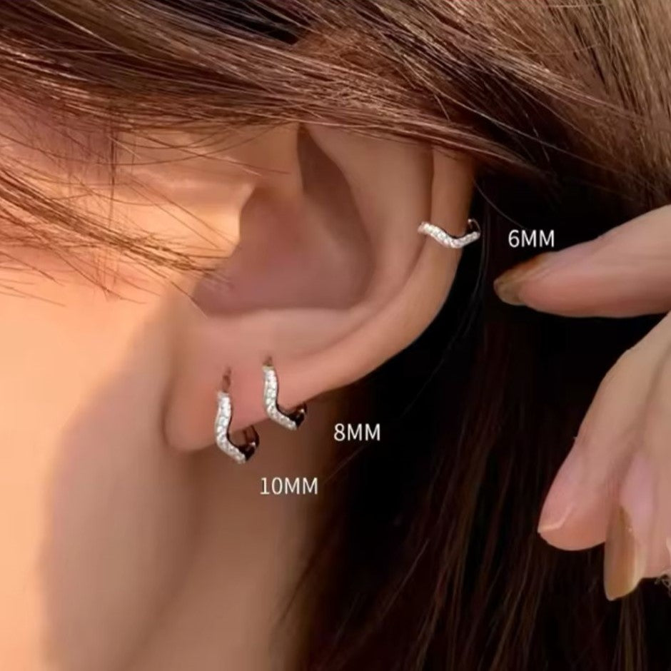 Waveform Huggie Hoops Stainless Steel Minimal Earrings