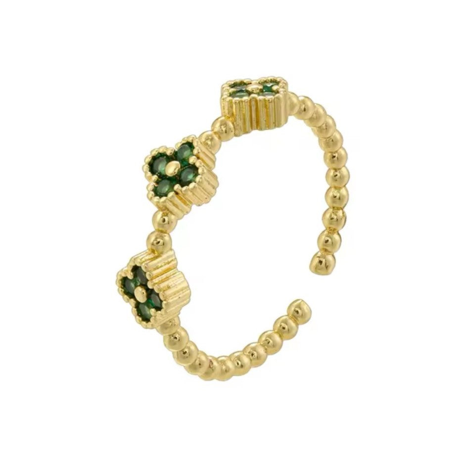 Dainty Clover Adjustable Rings