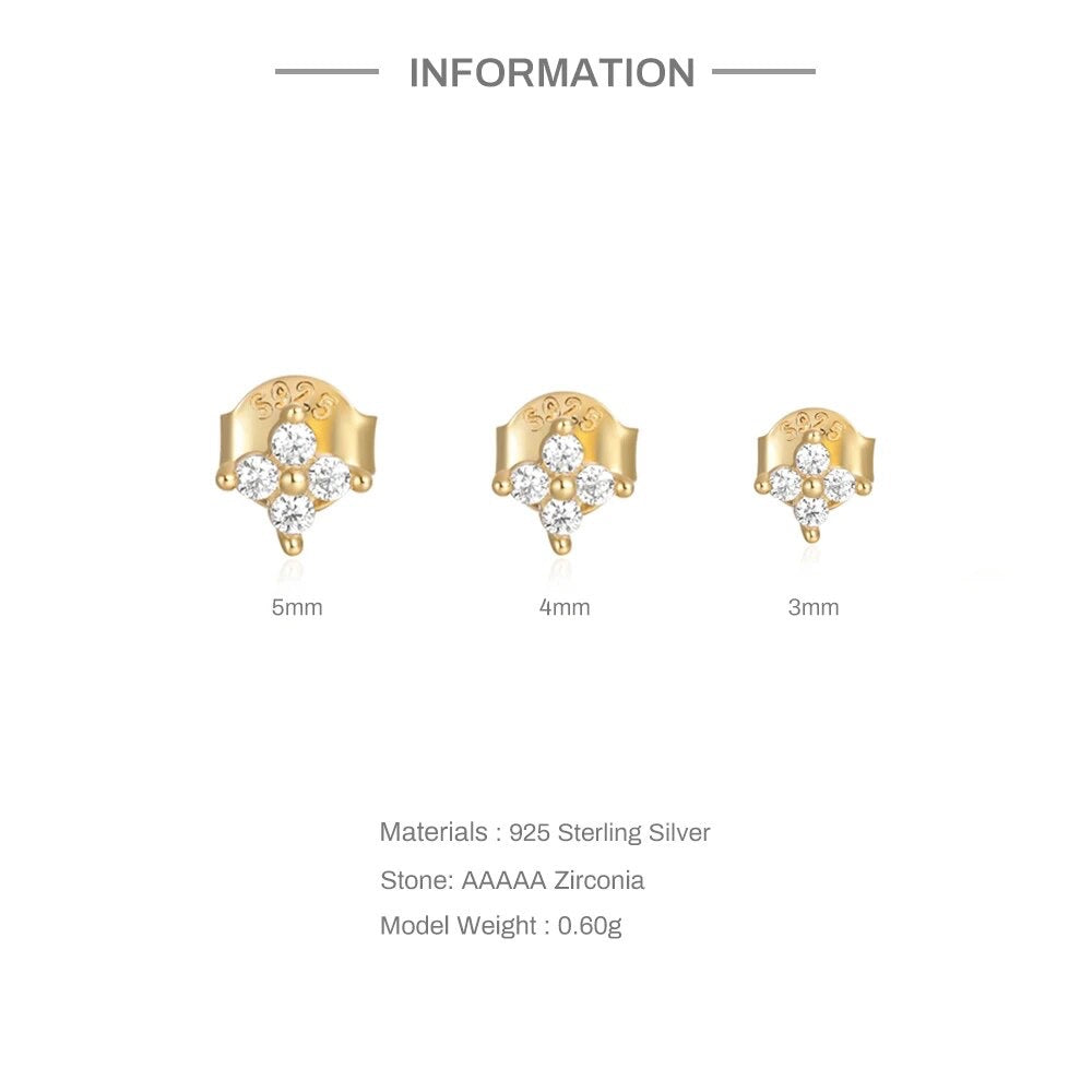 Flower Studs - (Set of 3 Pairs) (Gold/Silver)