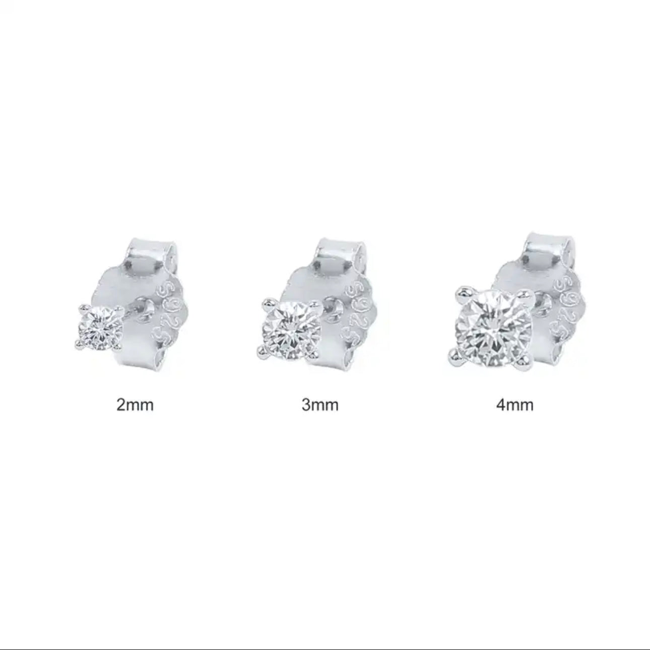 Stone Studs - 3 Sizes (Set of 3 Pairs) (Gold/Silver)