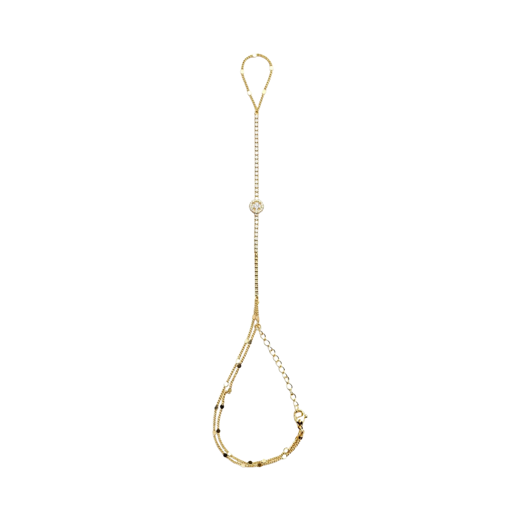 Luna Halo Hand Chain Bracelet (Gold)