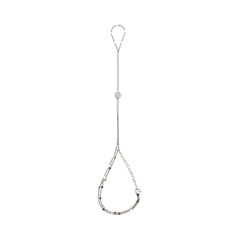 Luna Halo Hand Chain Bracelet (Silver)