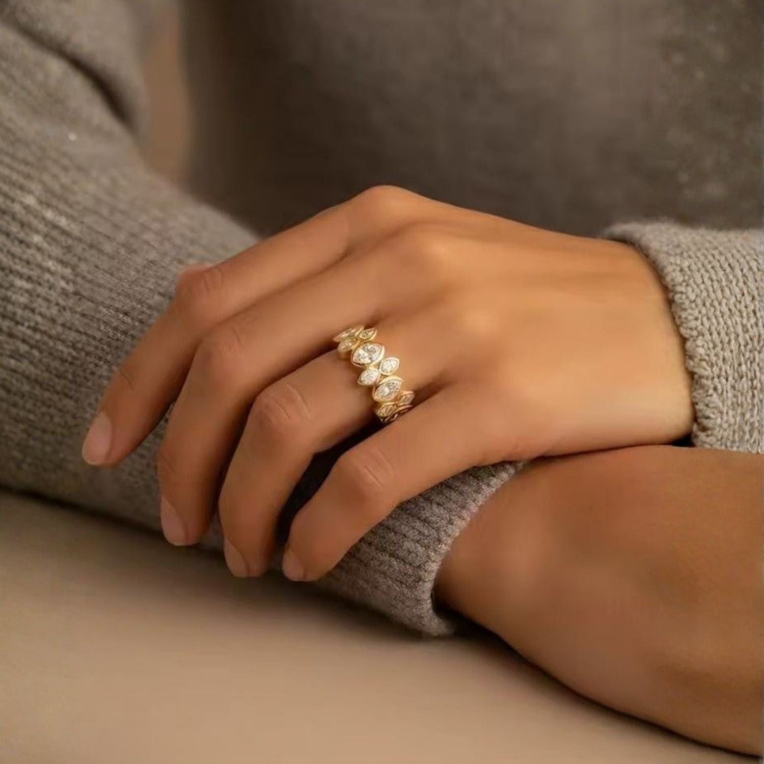 Marquise Lattice Band Ring (Gold)