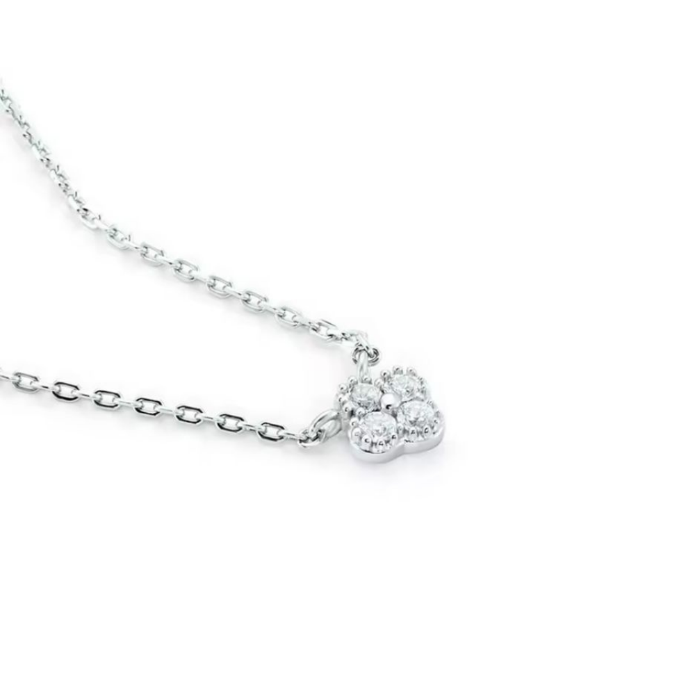 Mini Crystal Flower Pendant Necklace (Silver)