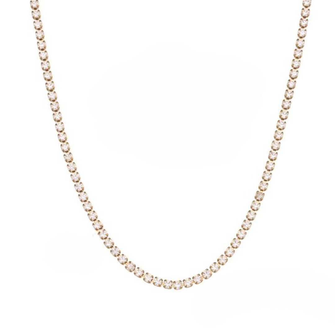 Stellar Sparkle Set - Minimalist 2mm CZ Tennis Necklace and Bracelet Set Stainless Steel Base