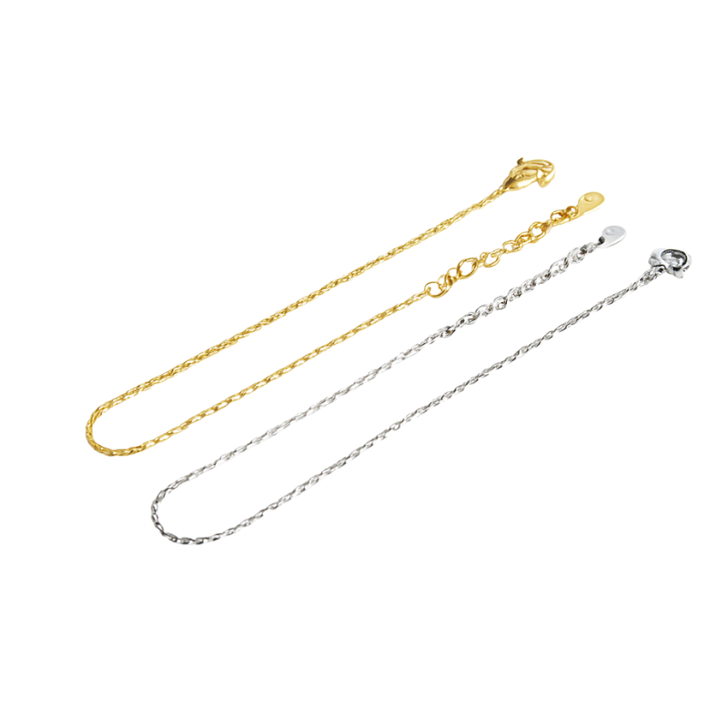 Gold & silver-colored sterling silver chain bracelets with box clasp closures, presented against a white background.