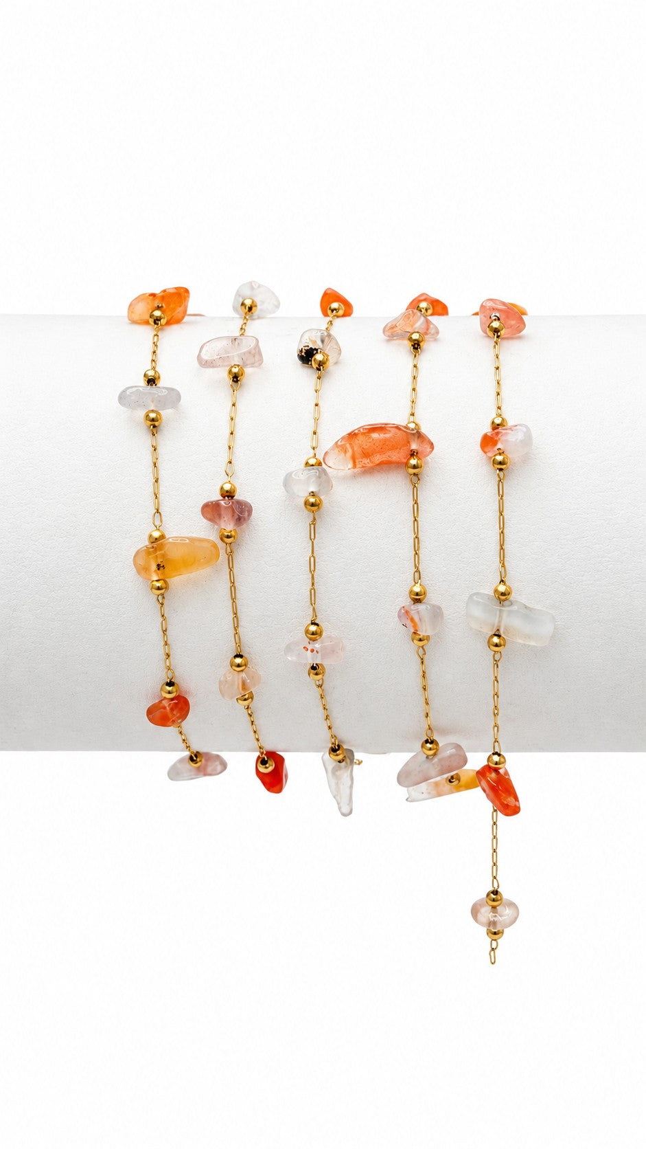 Natural Stone Chain (Orange white stones)