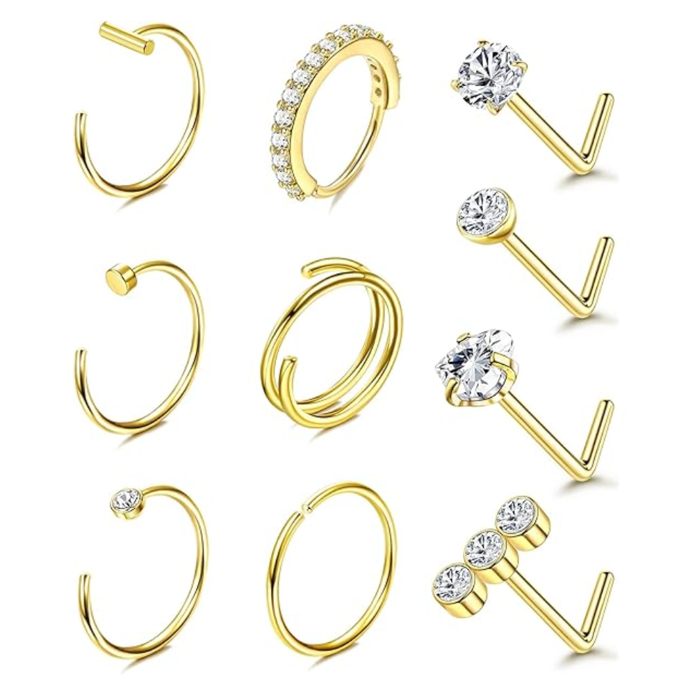 Nose Ring Studs & Hoops, Hypoallergenic Stainless Steel