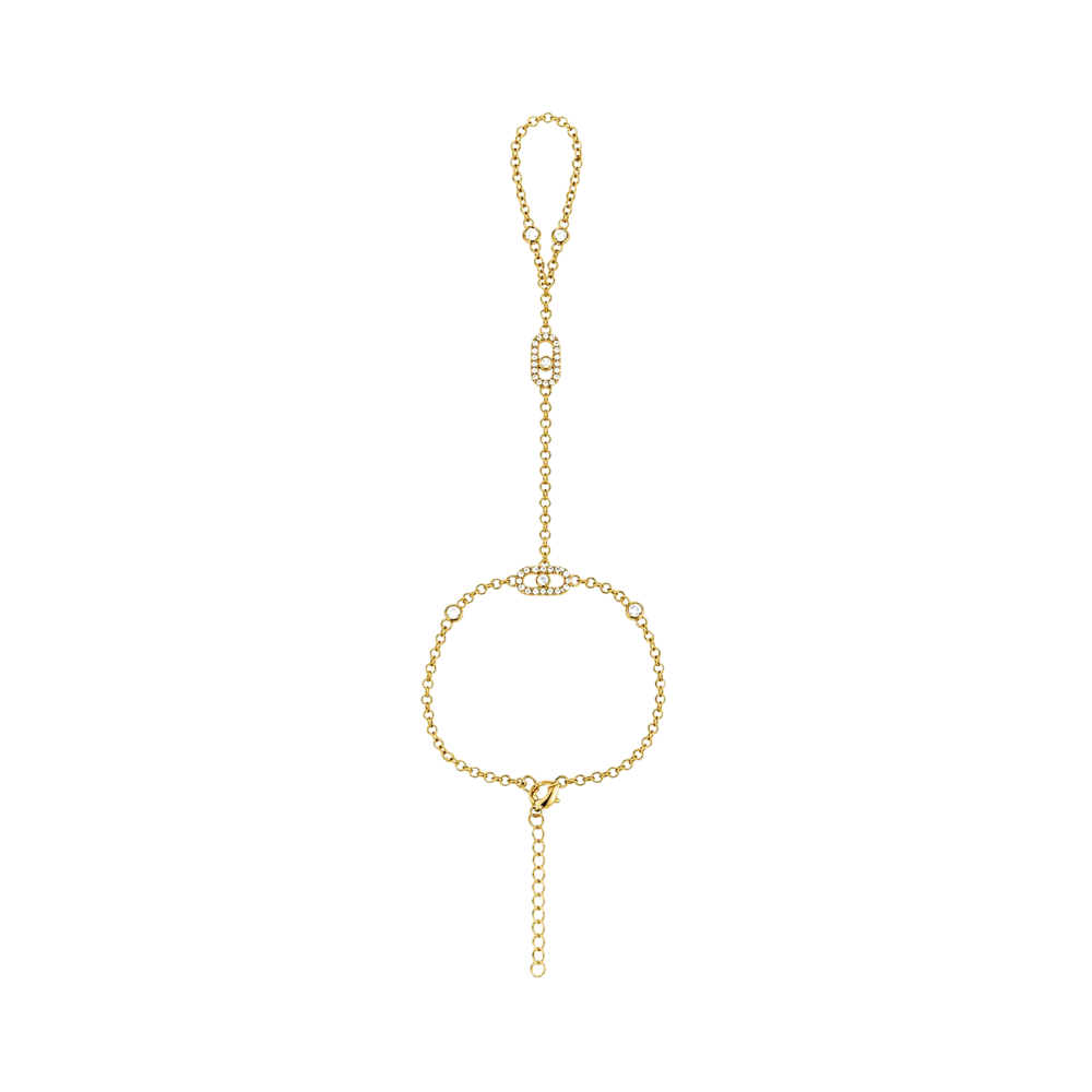 Orbit Link Hand Chain Bracelet (Gold)