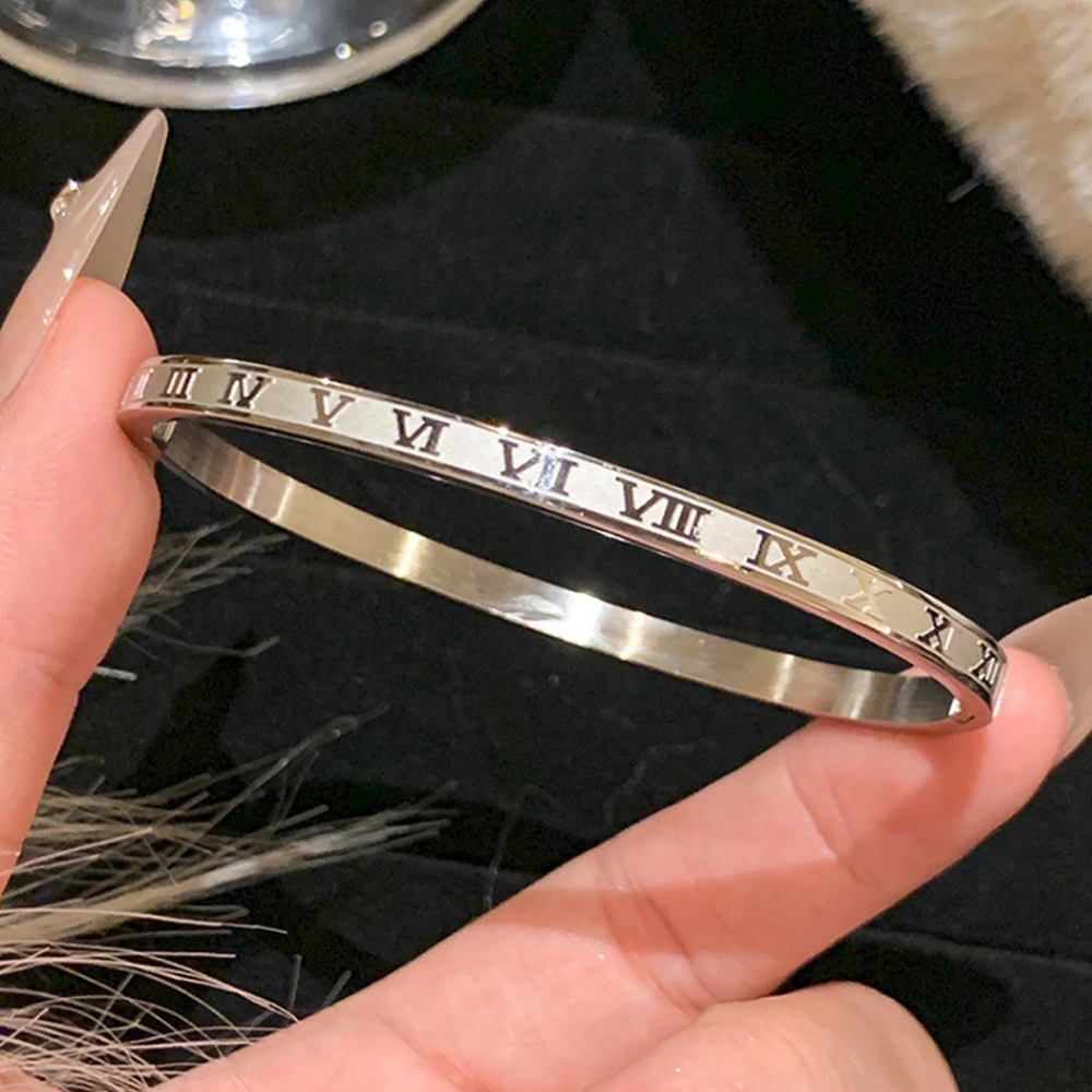 5th variant from Set of 5 Stacker Bangles Stainless Steel Silver