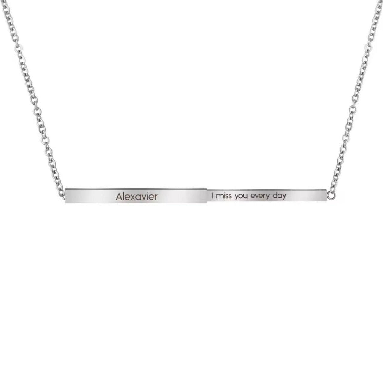 Horizontal Bar Necklace with Hidden Message Gold/Silver Stainless Steel