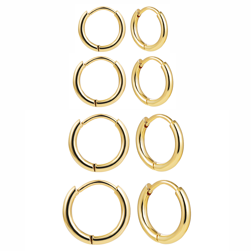 Solid Round Cartilage Hoop Earrings – 18K Gold Plated Stainless Steel
