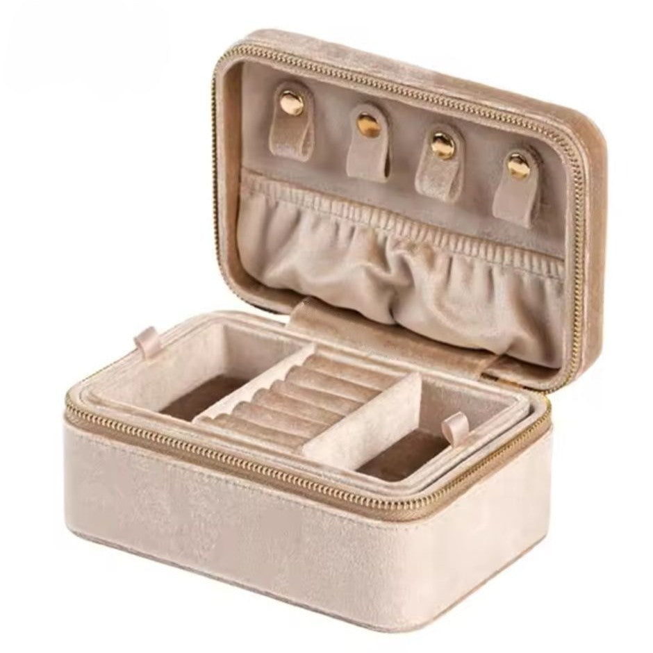 Luxury Beige jewellery box with compartments on a white background