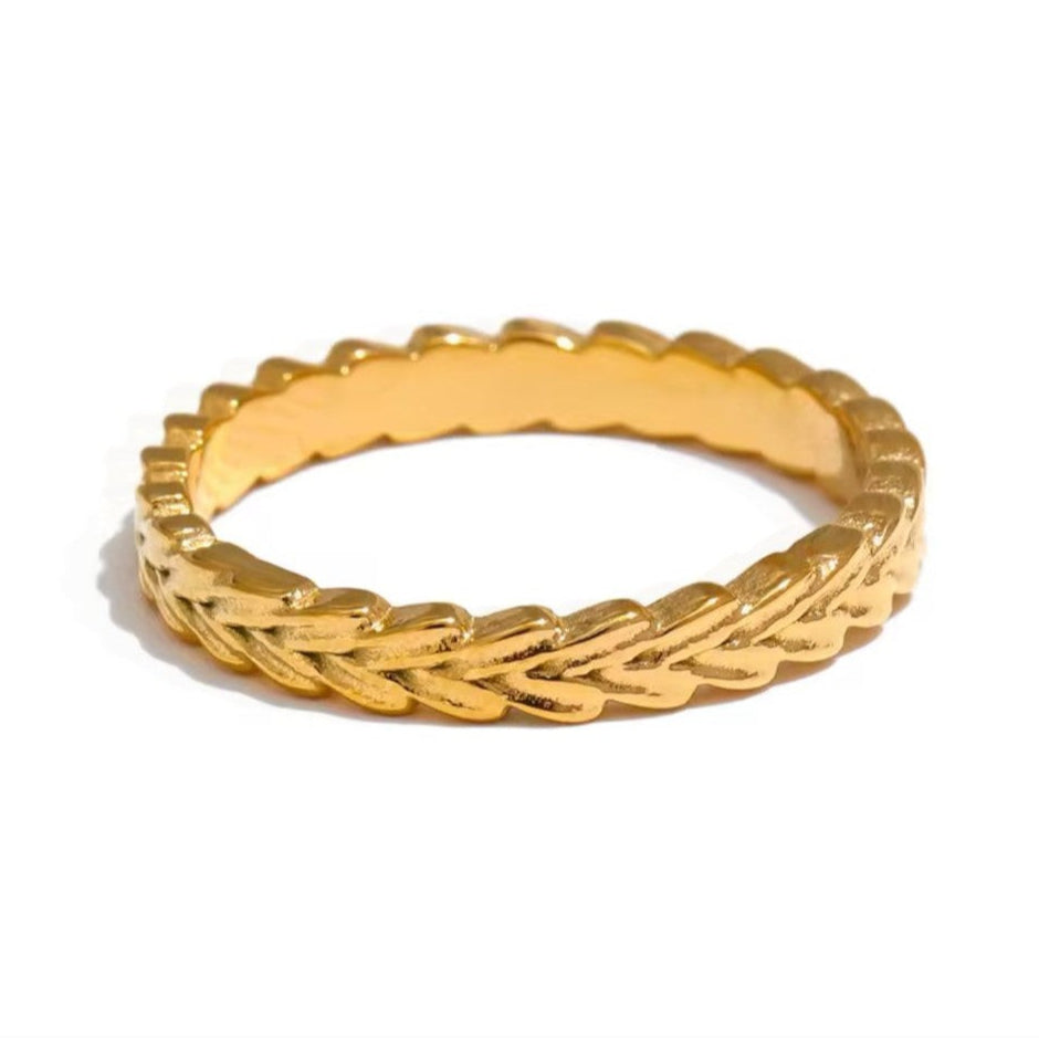 Thin Index Finger Stainless Steel Cast Rings 18k Gold Plated (One Size)