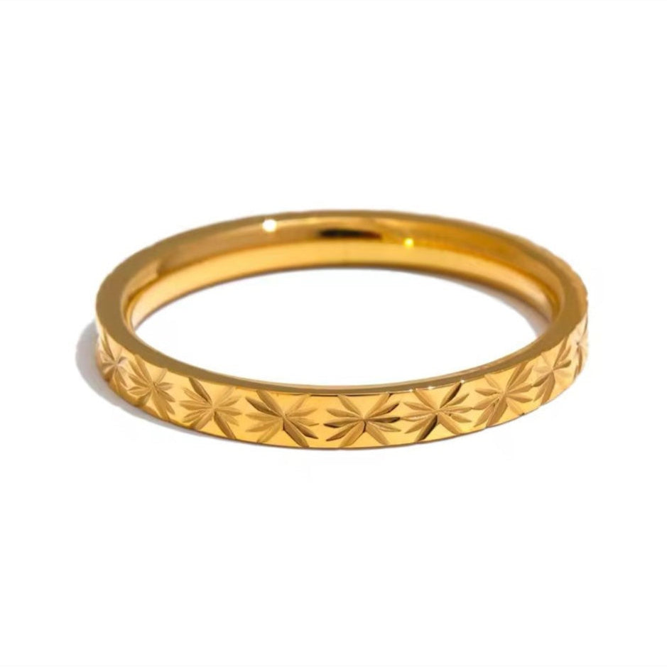 Thin Index Finger Stainless Steel Cast Rings 18k Gold Plated (One Size)