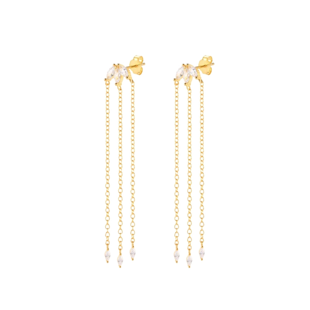 Triple Chain Drop Earrings (Gold)