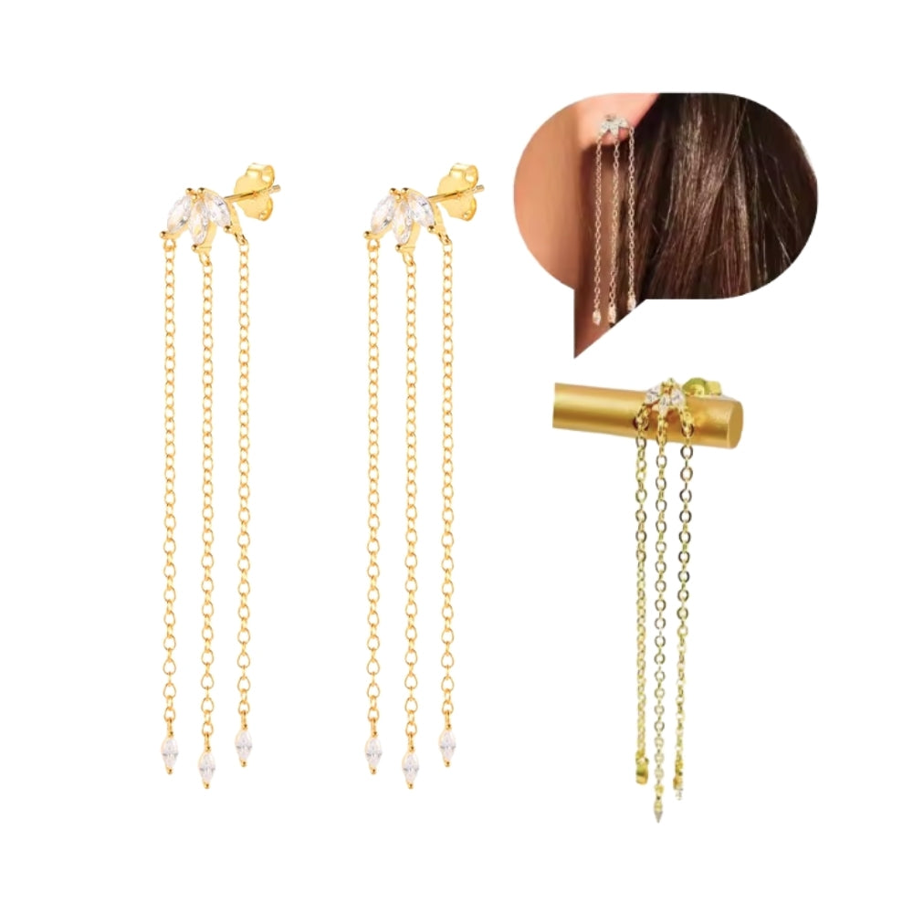 Triple Chain Drop Earrings (Gold)