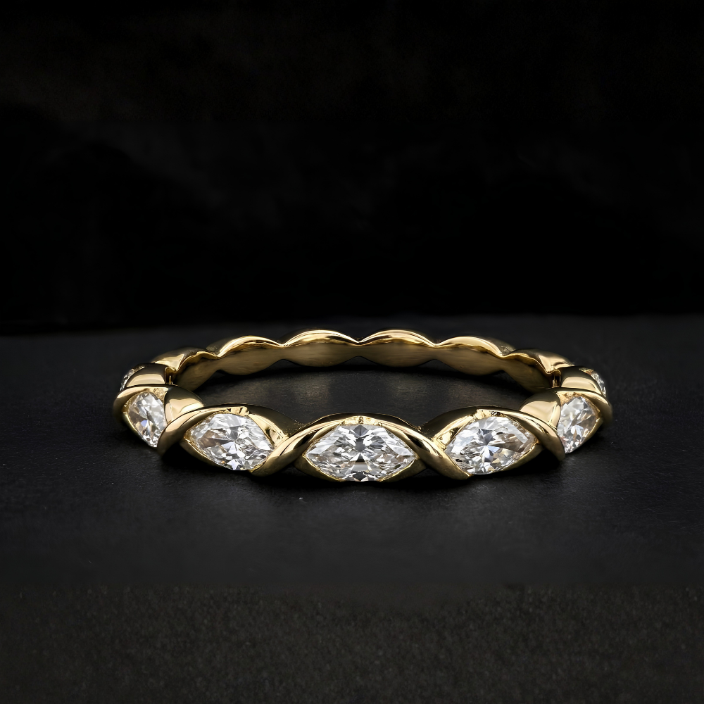 Twisted Crystal Band Ring displayed on a dark background
