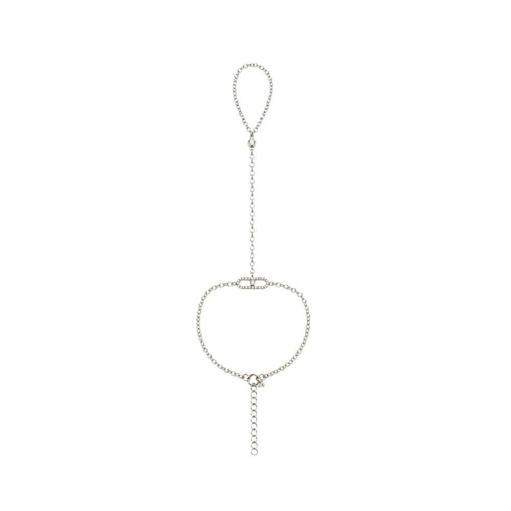 Veil Drop Hand Chain Bracelet (Silver)