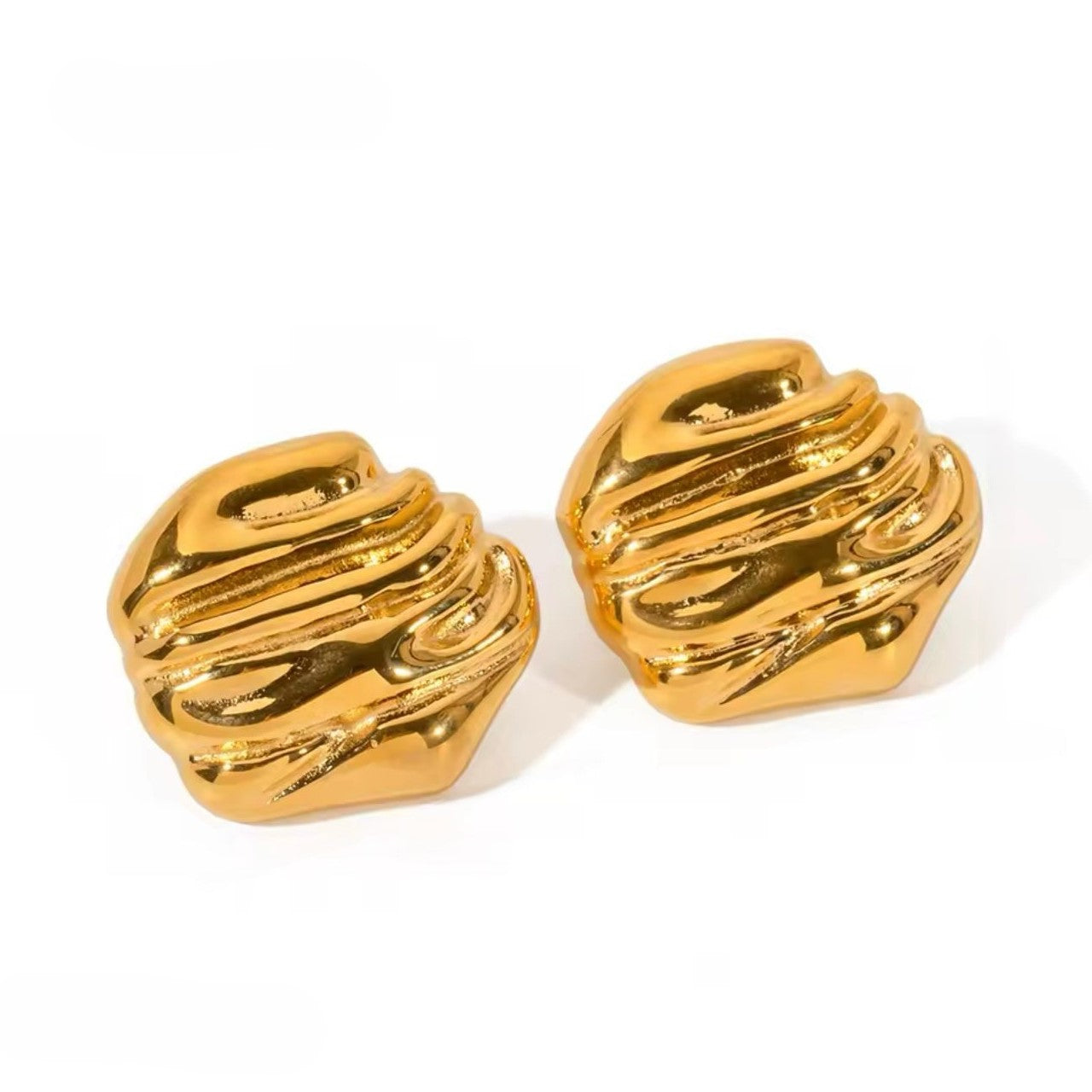Molten Flow Studs 18k Gold Plated Stainless Steel