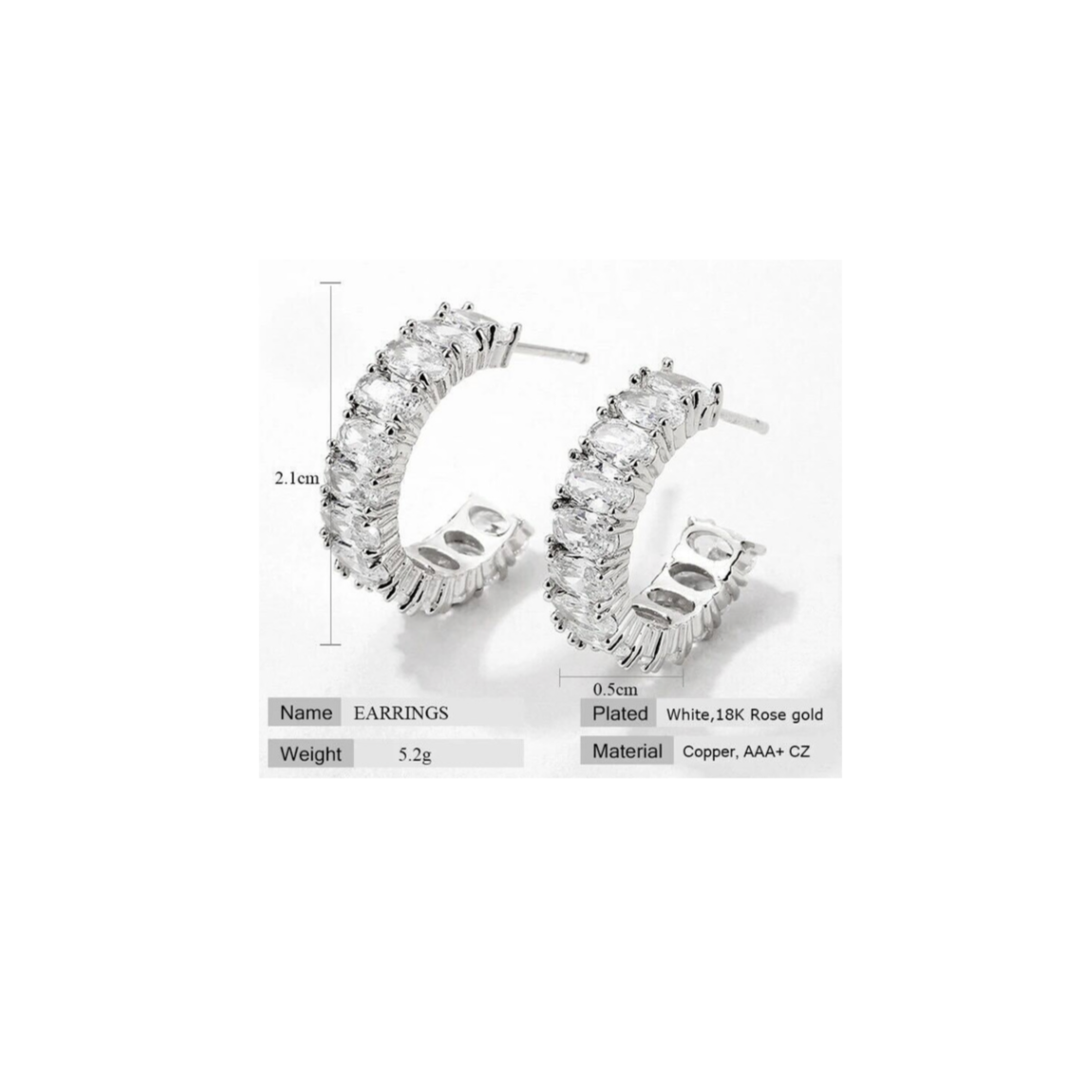 A pair of gold-plated hoop earrings with silver accents and bullet-clutch back, displayed against a white background.