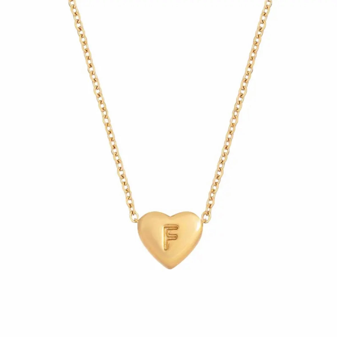 Heart Initial Necklace Dainty Gold