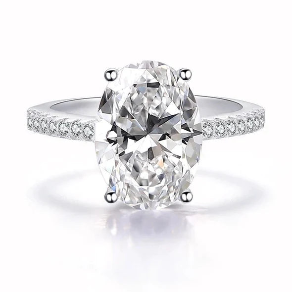 4.0 ct Radiant Oval 8A Diamond Stimulant CZ with Pave Band - Kourt Engagement Ring (Gold/Silver)