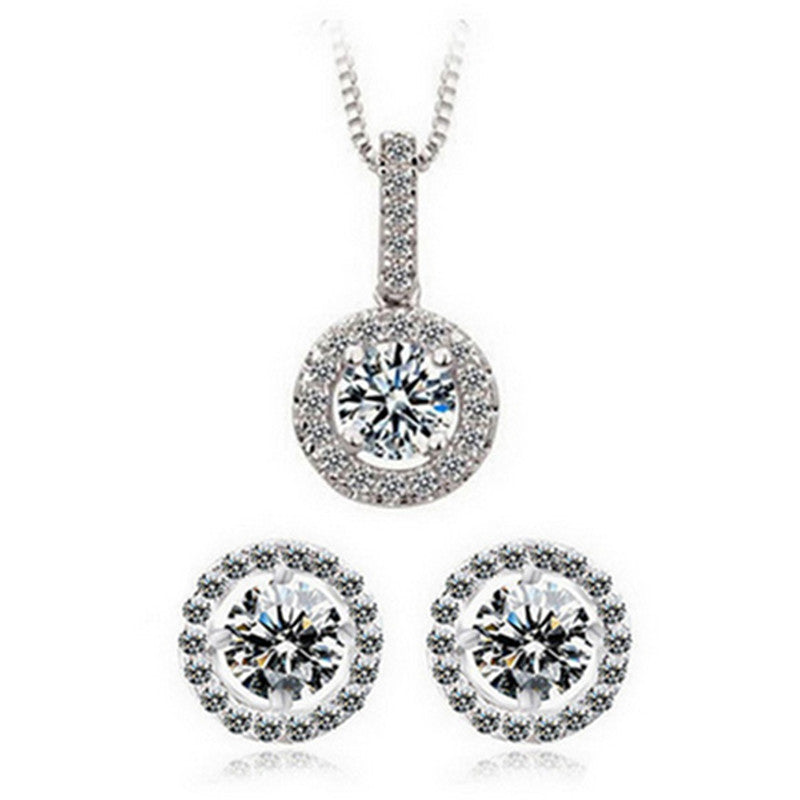 Round 925 Sterling Silver Necklace and Studs Set Sofia